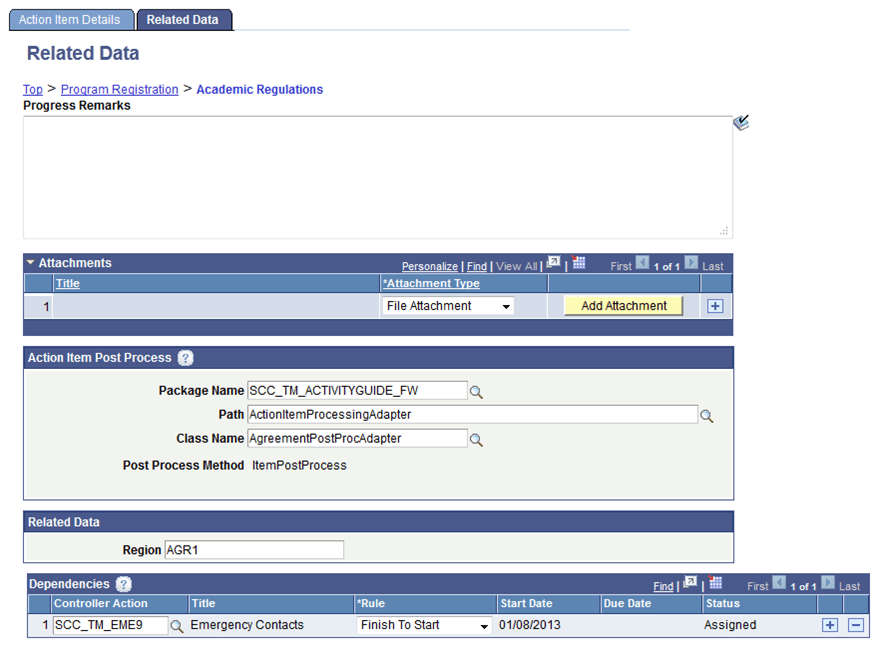 Action Item - Related Data page