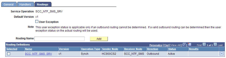 Service Operation Routings Page SMS Notifications