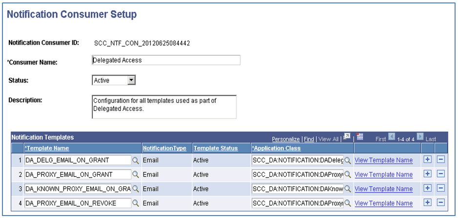 Notification Consumer Setup Page