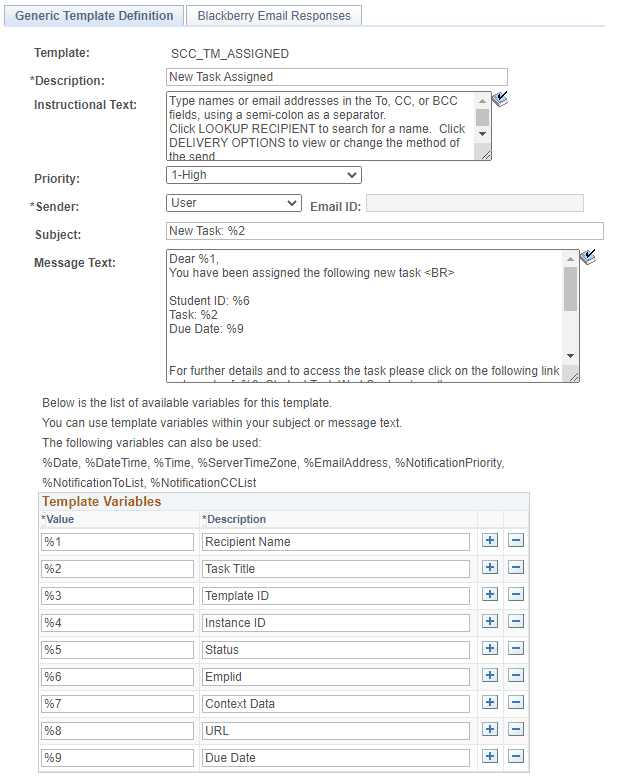 Generic Template Definition Page