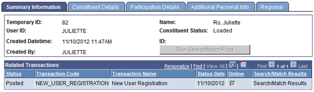 Constituent Staging component where an EMPLID does not need to be assigned