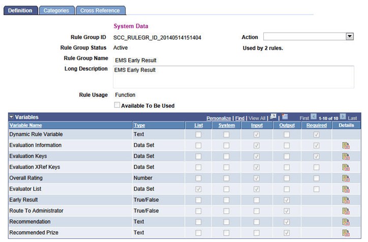 EMS (Evaluation Management System) Early Result Rule Group