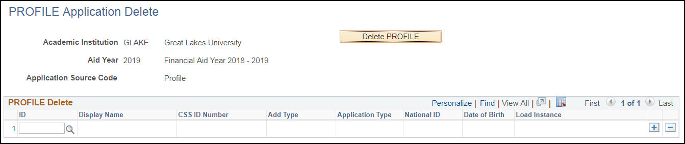 PROFILE Application Delete