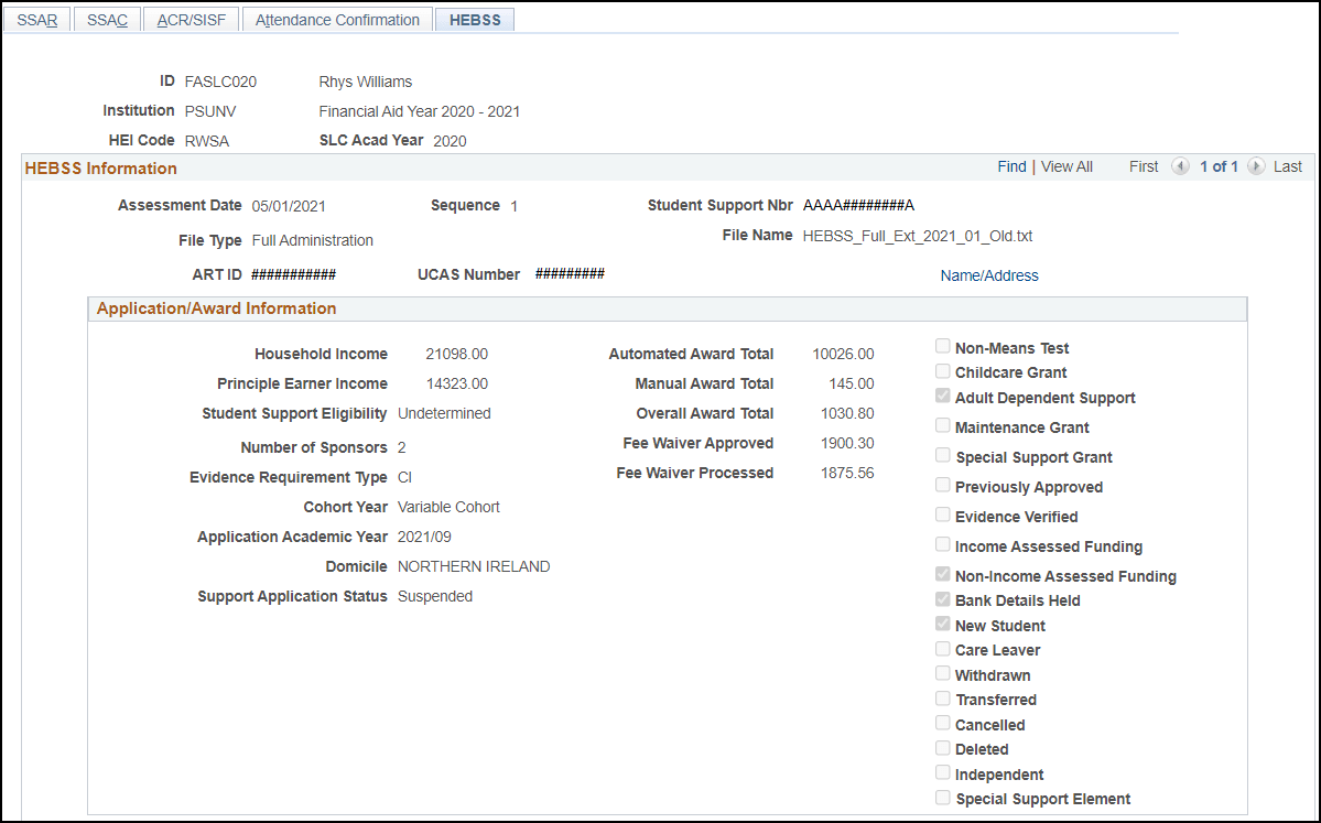 HEBSS (Higher Education Bursary and Scholarship Scheme) page (1 of 2)
