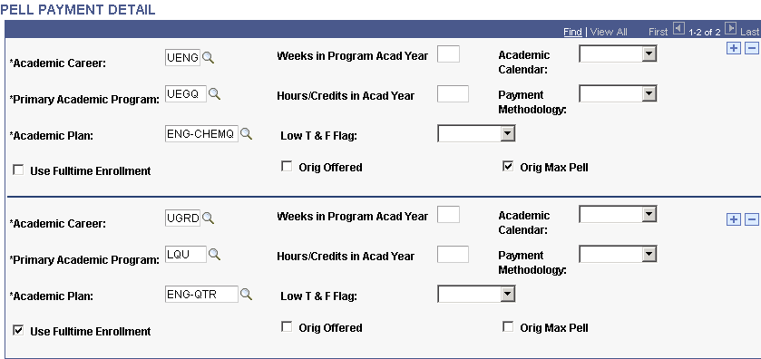 Pell Payment Detail page