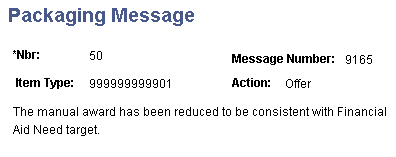 Packaging Message page