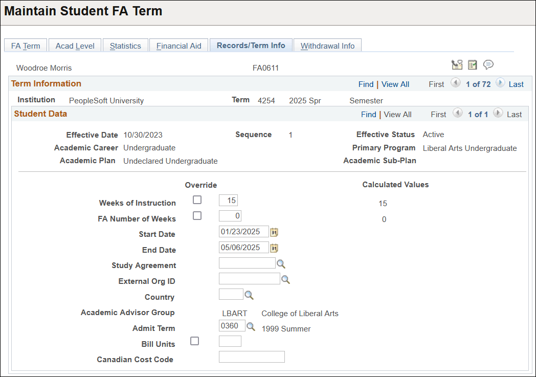 Records/Term Info (information) page
