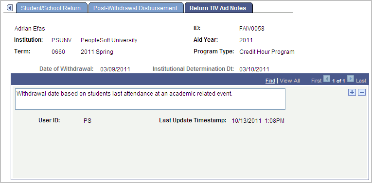 Return TIV (title four) Notes page