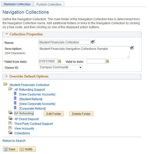 Maintain Collection page