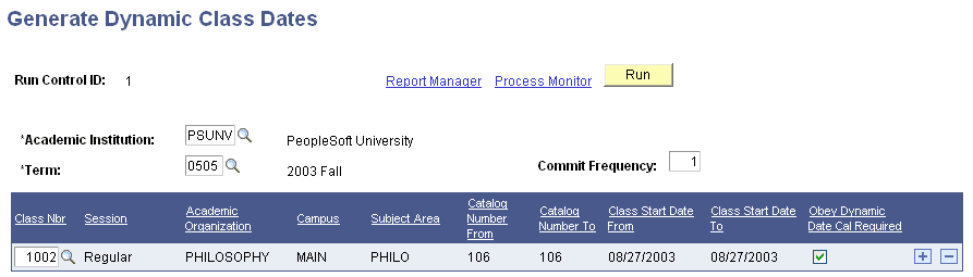 Generate Dynamic Class Dates page