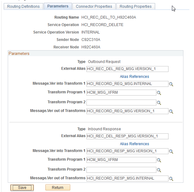 Example of Parameters page (CS)