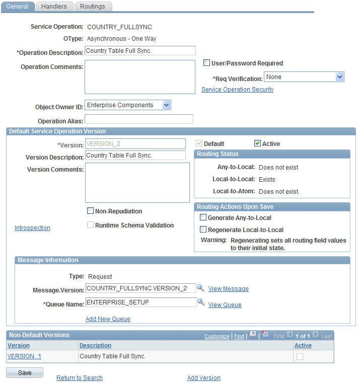 Service Operations Definition page