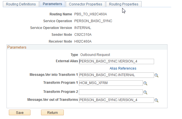 PERSON_BASIC_SYNC routing parameters page_outbound