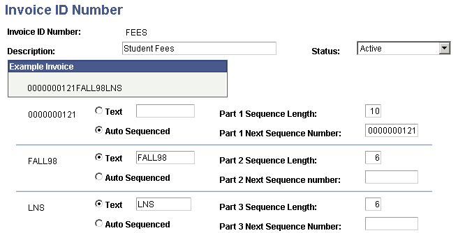 Invoice ID Number page
