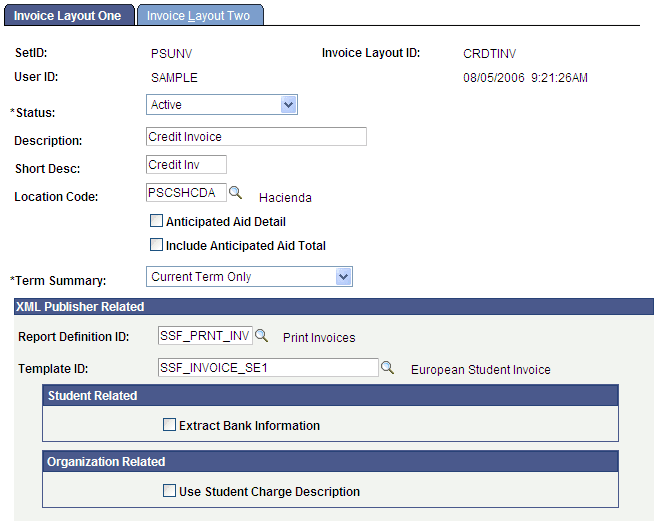 Invoice Layout One page