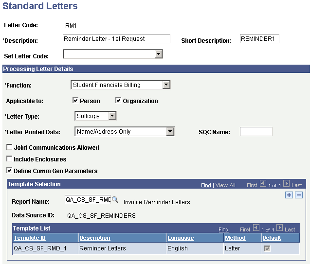 Standard Letters page