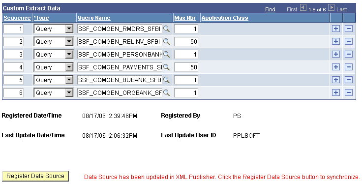 Communication Data Source page (2 of 2)