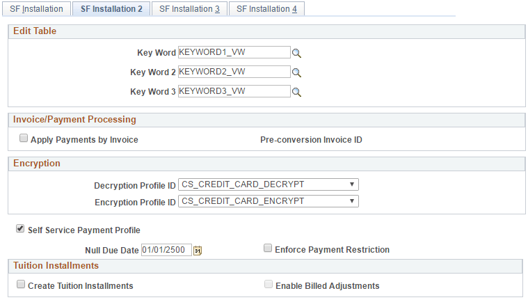 SF (Student Financials) Installation 2 page