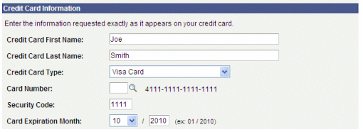 Electronic Payment Test page (3 of 4)