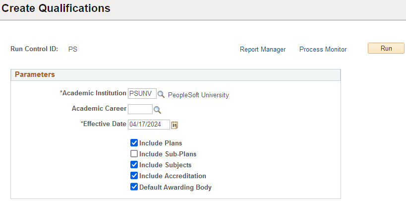 Create Qualifications page