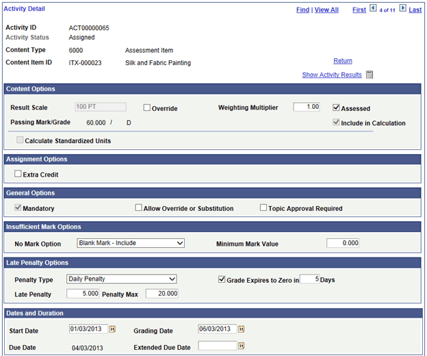 Example: Content Type = Assessment Item Detail