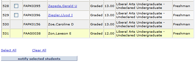 Class Roster page (2 of 2)