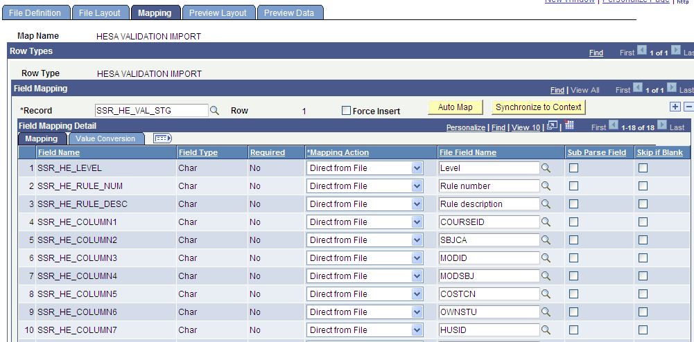 Mapping for the full error file (1 of 2)