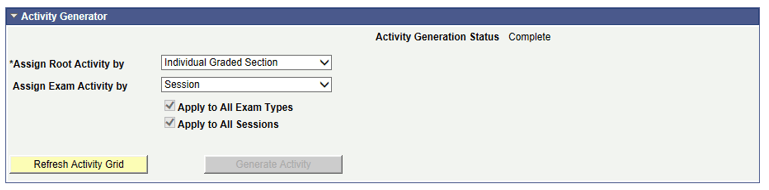 Example of activity setting for Individual Graded Section