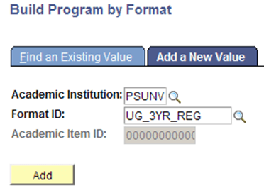 Build Program by Format (Add mode) step 1