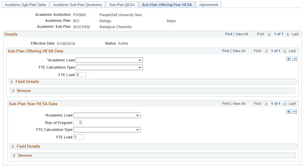 Sub-Plan Offering/Year HESA (Higher Education Statistics Agency) page