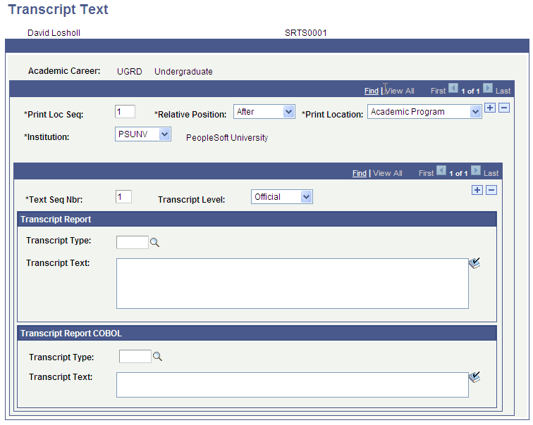 Transcript Text page