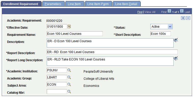 Enrollment Requirement page