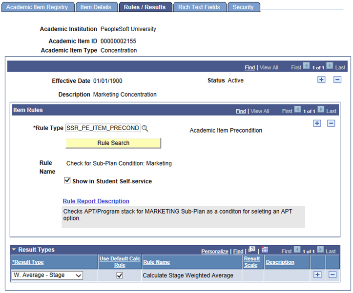 Rules / Results page
