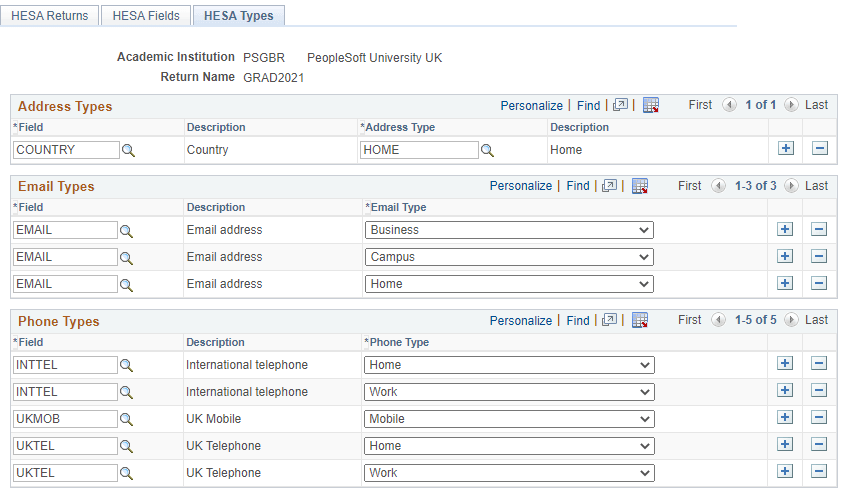 HESA (Higher Education Statistics Agency) Types page