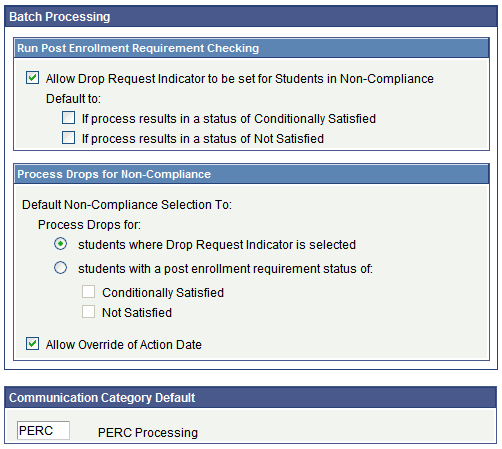 Enrollment Requirement Processing page (2 of 2)