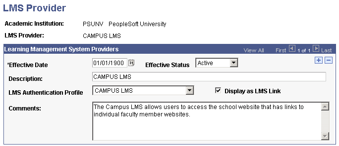 LMS (Learning Management System) Provider page