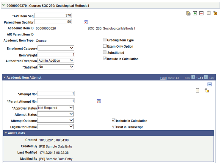 APT (Academic Progress Tracker) Items page (2 of 3)