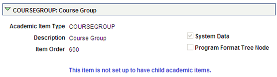 Item Type Matrix page (3 of 3)