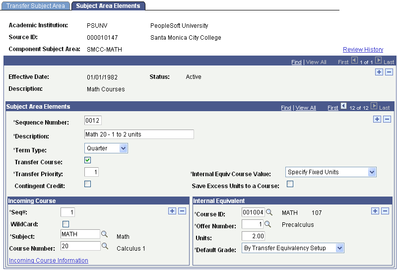 Example of multiple equivalencies for the same course (1 of 4)