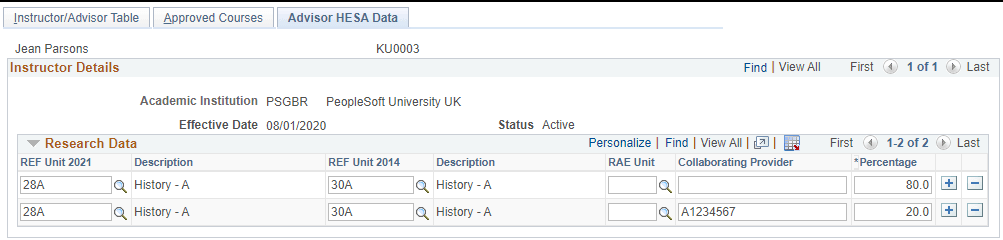Advisor HESA (Higher Education Statistics Agency) Data page