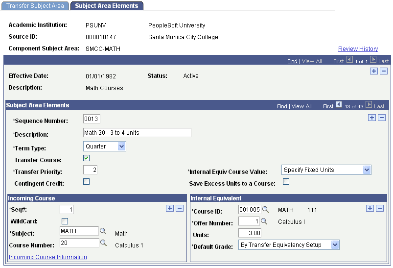 Example of multiple equivalencies for the same course (3 of 4)