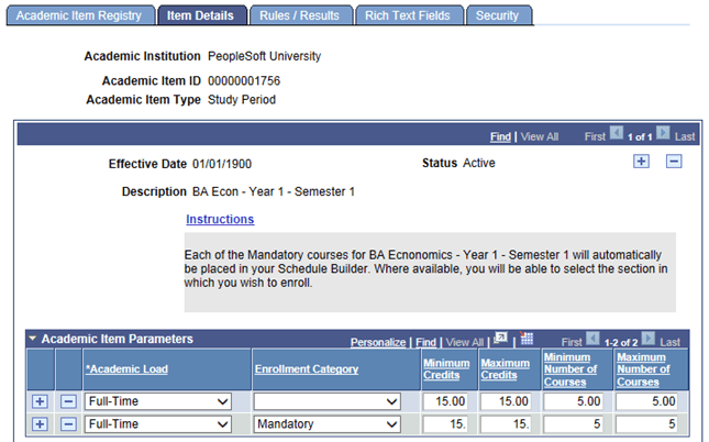 Item Details page (1 of 2)