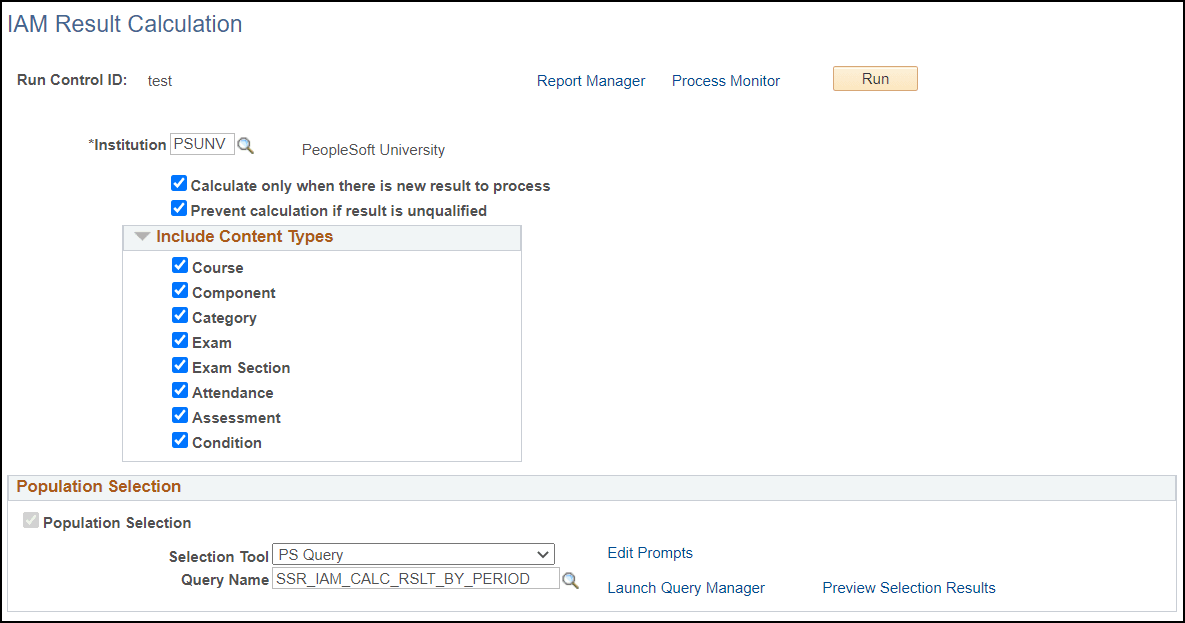 IAM Result Calculation page