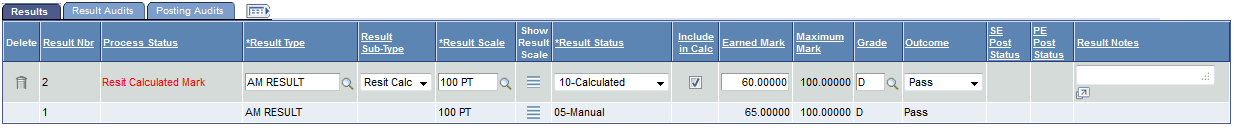 Assigning the resit result
