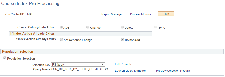 Course Index Pre-Processinge page