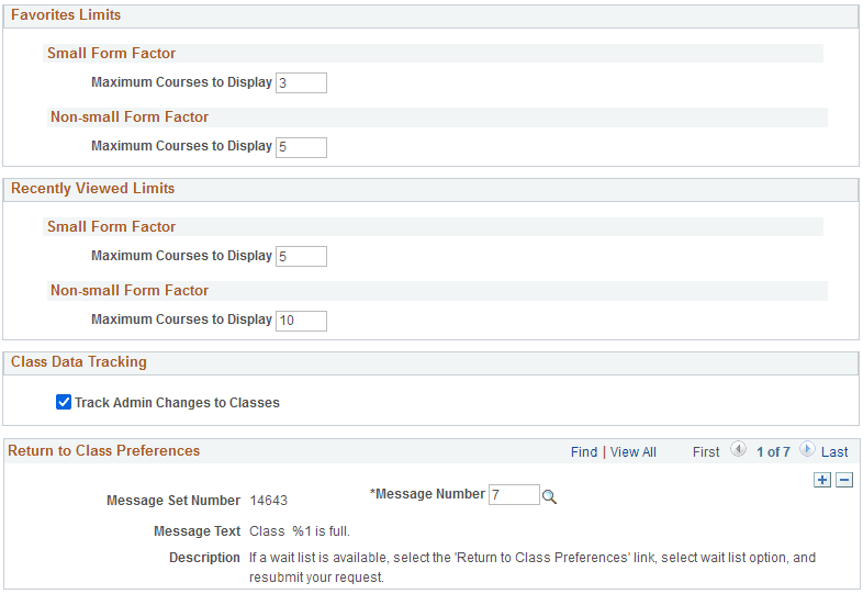 Class Search Setup page 2 of 2