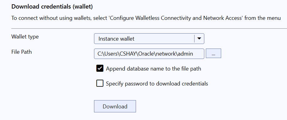 「Download Credentials Files」ダイアログのスクリーンショット 「Download Credentials Files」ダイアログのスクリーンショット