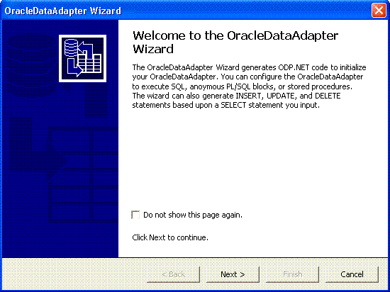 oracledataadapter1_wizard.gifの説明が続きます oracledataadapter1_wizard.gifの説明が続きます