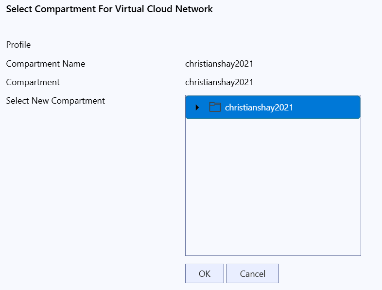 コンパートメントの選択ダイアログのスクリーンショット