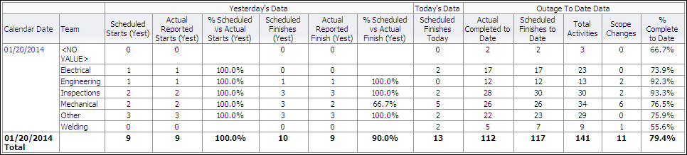 Daily Performance section pivot table.